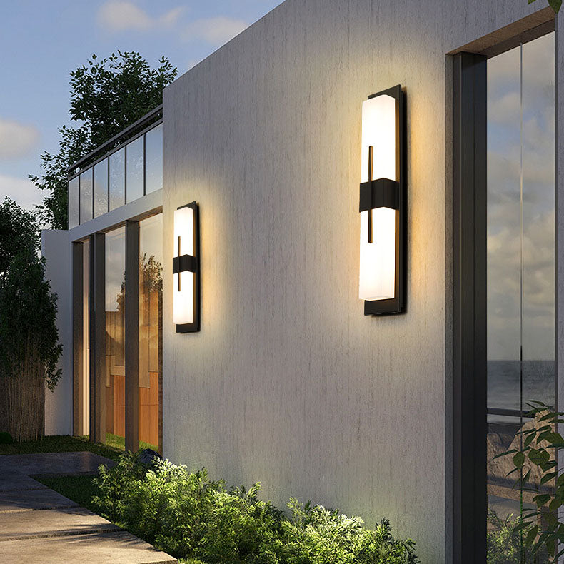 Outdoor Minimalist Rectangular Stainless Steel Acrylic LED Waterproof Wall Sconce Lamp Lumendat