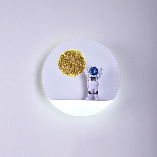 Lumendat Contemporary Creative Iron Resin Round Astronaut LED Wall Sconce Lamp For Bedroom Lumendat