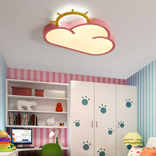 Lumendat Contemporary Creative Cartoon Cloud Sun Acrylic Shade LED Kids Flush Mount Ceiling Light For Bedroom Lumendat