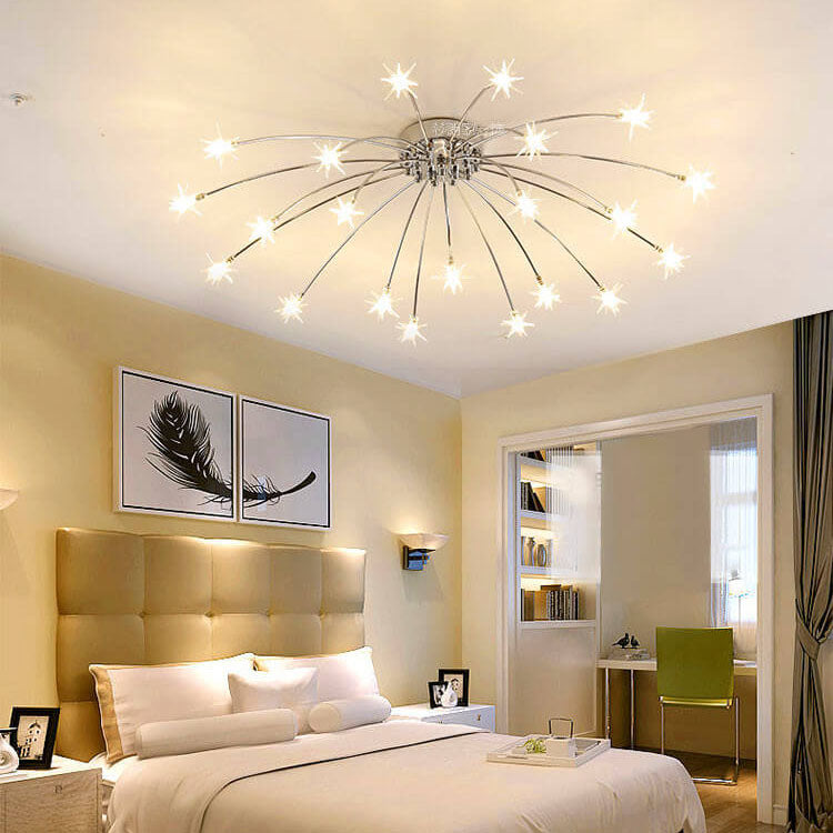 Contemporary Creative Full Of Star Iron 12/21/28 Light Flush Mount Ceiling Light For Living Room Lumendat