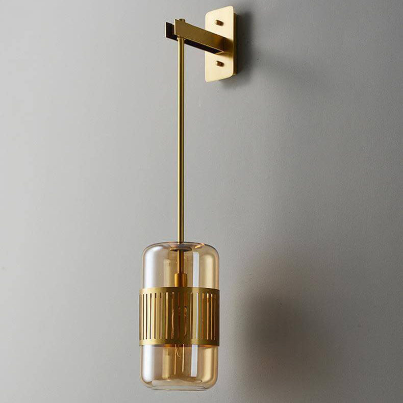 Contemporary Luxury Iron Glass Cylindrical 1-Light Wall Sconce Lamp for Bedroom & Living Room