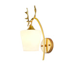Nordic Creative Antler Glass Cone Shade 1-Light Wall Sconce Lamp for Living Room