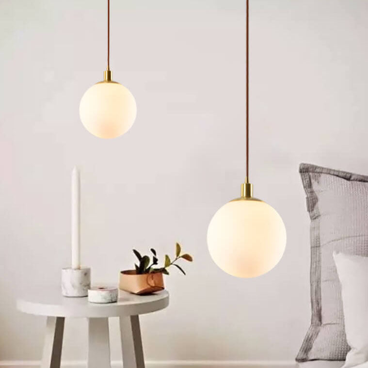 Contemporary Nordic Minimalist White Orb 1-Light Pendant Light For Bedroom Lumendat