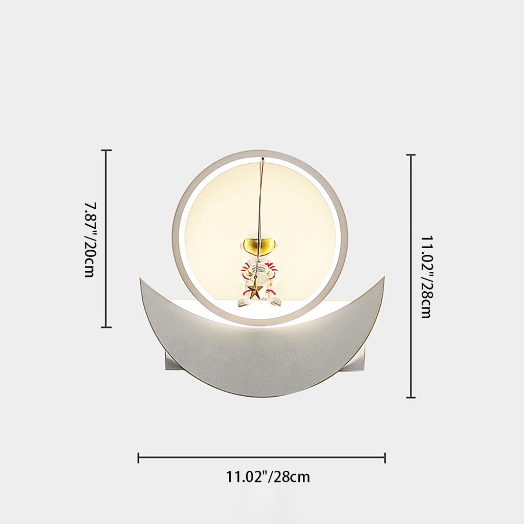 Lumendat Contemporary Creative Resin Space Astronaut Round Iron Aluminum Shade LED Kids Wall Sconce Lamp For Bedroom Lumendat