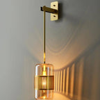Contemporary Luxury Iron Glass Cylindrical 1-Light Wall Sconce Lamp for Bedroom & Living Room