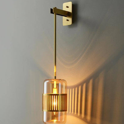 Contemporary Luxury Iron Glass Cylindrical 1-Light Wall Sconce Lamp for Bedroom & Living Room