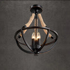 Vintage Industrial Iron Twine 3-light Island Light Chandelier BulbSquare
