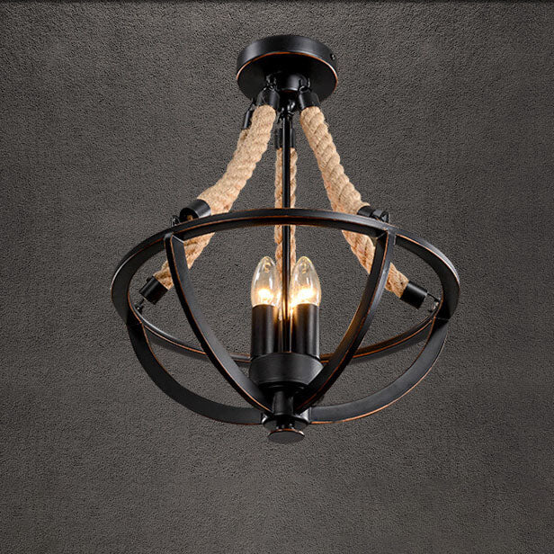 Vintage Industrial Iron Twine 3-light Island Light Chandelier