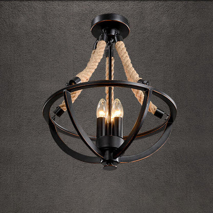Vintage Industrial Iron Twine 3-light Island Light Chandelier