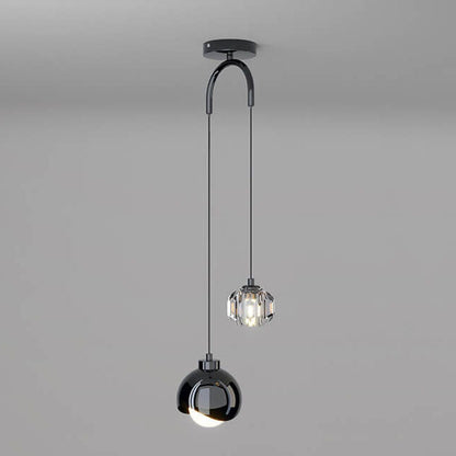 Light Luxury Simple Crystal Ball Metal 2-light Curve Pendant Light