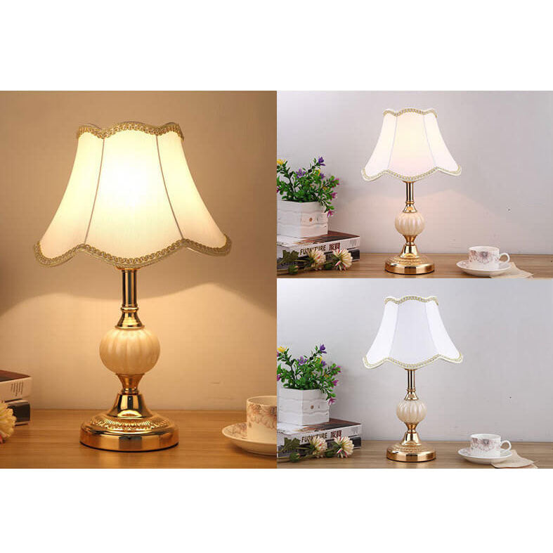 Nordic Vintage Floral Glass Fabric 1-Light Table Lamp Lumendat