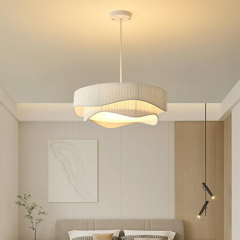 Contemporary Scandinavian Round Iron Acrylic Fabric 4/5 Light Pendant Light for Living Room BulbSquare