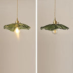 Traditional Vintage Lotus Leaf Glass Brass 1-light Pendant Light for Living Room BulbSquare
