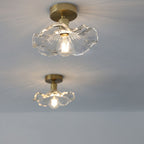 European Vintage Lotus Leaf Iron Copper 1-light Semi-flush Mount Light BulbSquare