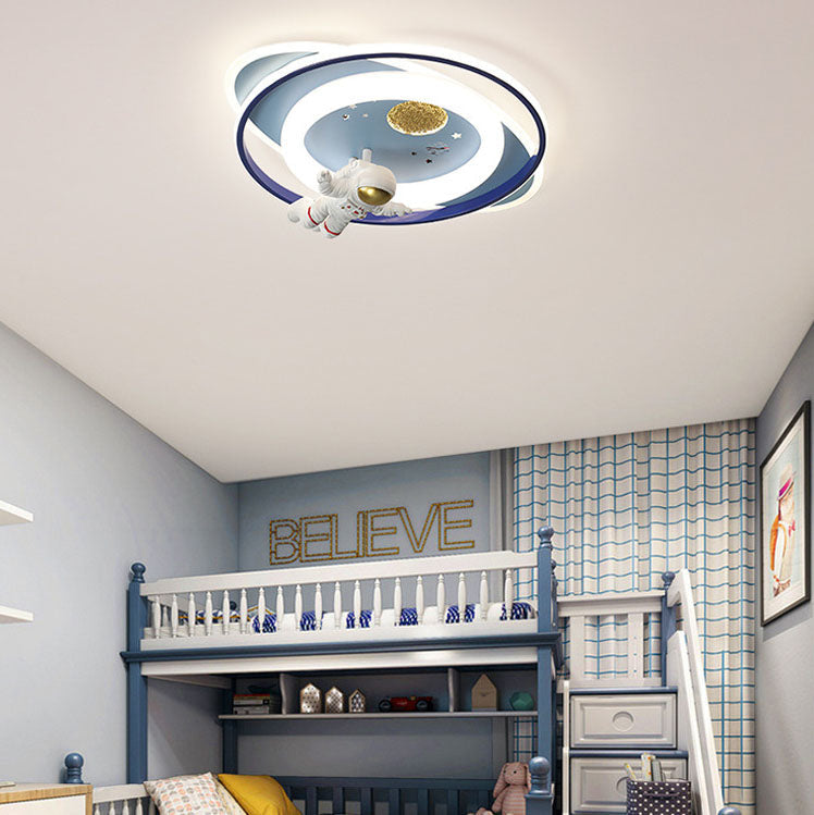 Lumendat Modern Creative Kids Iron Cartoon Astronaut Rocket LED Flush Mount Ceiling Light Lumendat