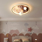 Lumendat Children Creative Cartoon Astronaut Moon Acrylic LED Kids Flush Mount Ceiling Light Lumendat