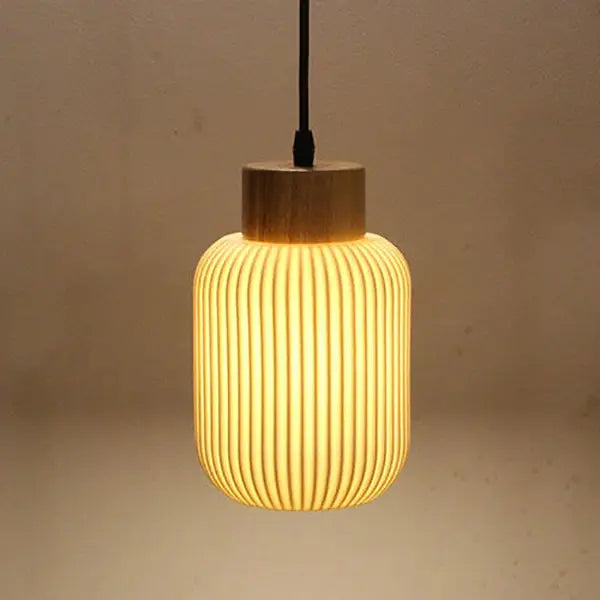 Nordic White Ceramic Cylindrical Jar 1-light Japanese Pendant Light Lumendat