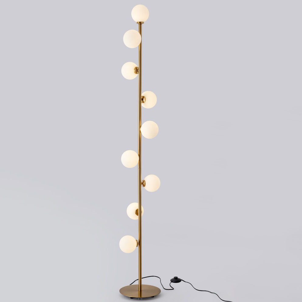 Contemporary Scandinavian Cylindrical Metal Glass 9-Light Standing Floor Lamp For Living Room Lumendat