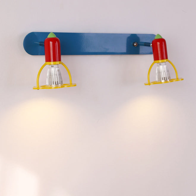 Lumendat Modern Mid-Century Kids Rectangle Round Iron Acrylic 2-Light Wall Sconce Lamp For Bedroom Lumendat
