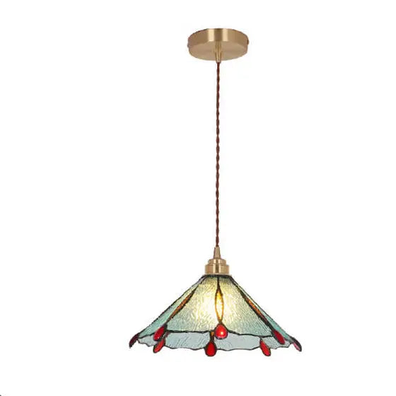 Vintage Tiffany Stained Glass Umbrella Shape 1-light Pendant Light BulbSquare