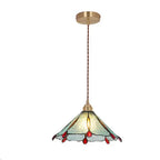 Vintage Tiffany Stained Glass Umbrella Shape 1-light Pendant Light BulbSquare