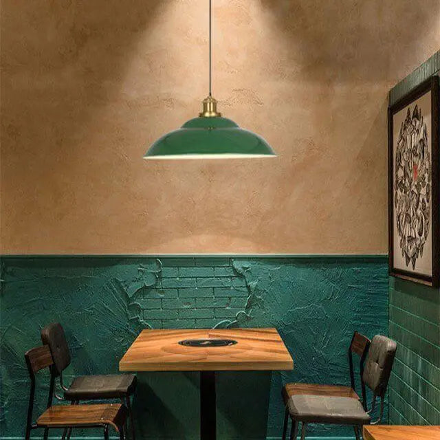 Industrial Vintage Green Iron Dome Cone 1-light Pendant Light Lumendat