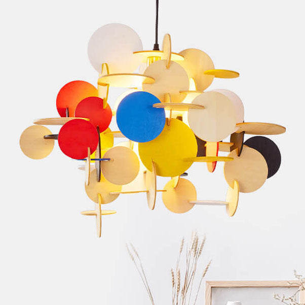 Contemporary Creative Round Building Blocks Acrylic Iron 1-Light Pendant Light For Living Room Lumendat