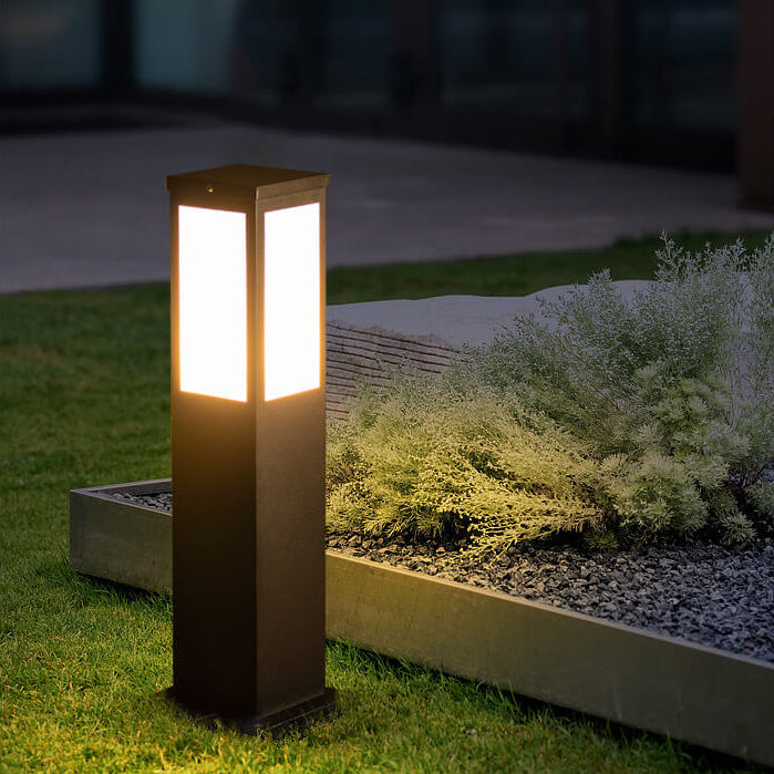 Modern Solar Lawn Square Column Outdoor Waterproof Path Lamp Lumendat
