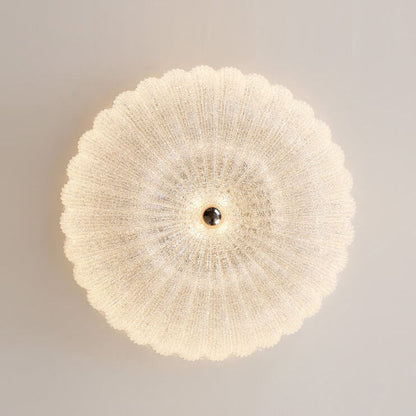 Modern Luxury Stainless Steel Glass Copper Round LED Semi-flush Mount Ceiling Light