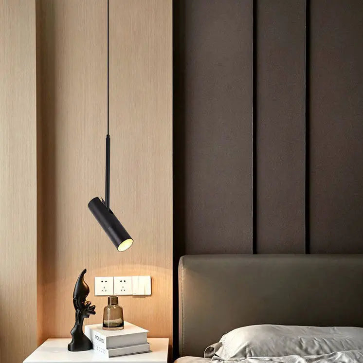 Contemporary Nordic Simplicity Metal Long Barrel 1-light Pendant Light for Bedroom BulbSquare