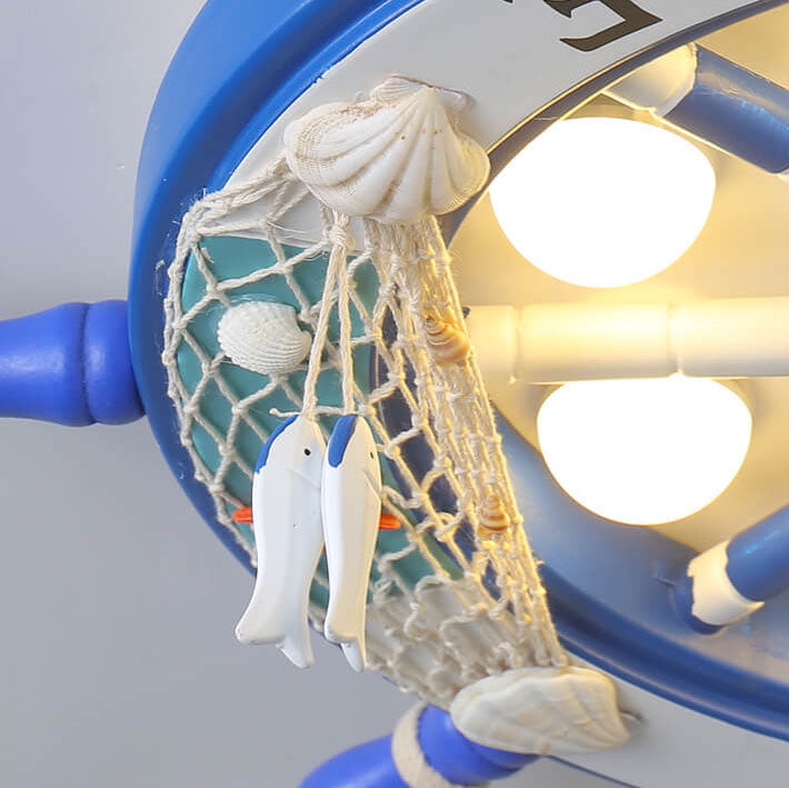 Lumendat Creative Cartoon Plastic Sailboat Helmsman LED Flush Mount Ceiling Light Lumendat