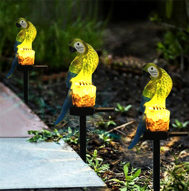 Outdoor Solar Waterproof Colorful Resin Parrot LED Lawn Insert Landscape Light Lumendat
