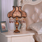 European Luxury Fabric Lace Resin 1-Light Table Lamp Lumendat