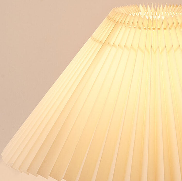 Japanese Minimalist Vintage Pleated Wooden Fabric LED Table Lamp Lumendat