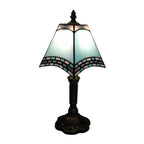 European Vintage Tiffany Square Stained Glass Iron 1-Light Table Lamp Lumendat