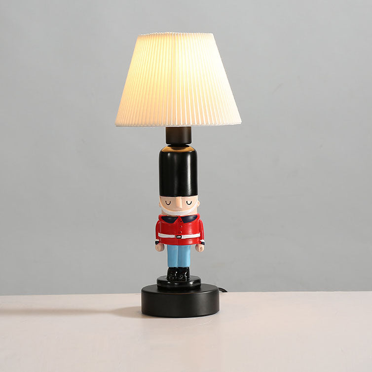 Lumendat Creative Soldier Resin Fabric Cone Kids 1-Light Table Lamp Lumendat