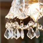 Modern Art Deco Brass Frame Crystal Round Glass Shade 1-light Semi-flush Mount Ceiling Light for Living Room
