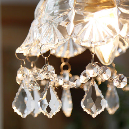 Modern Art Deco Brass Frame Crystal Round Glass Shade 1-light Semi-flush Mount Ceiling Light for Living Room