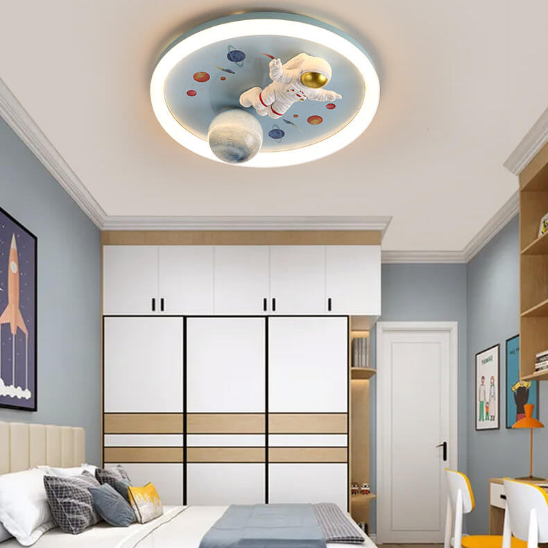 Lumendat Cartoon Creative Space Astronaut Resin LED Flush Mount Ceiling Light Lumendat
