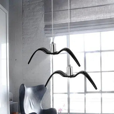 Contemporary Nordic Personality Wrought Iron Seagull LED Pendant Light for Living Room BulbSquare