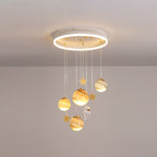 Lumendat Contemporary Scandinavian Space Planet Acrylic Glass Round Shade LED Kids Flush Mount Ceiling Light For Bedroom Lumendat