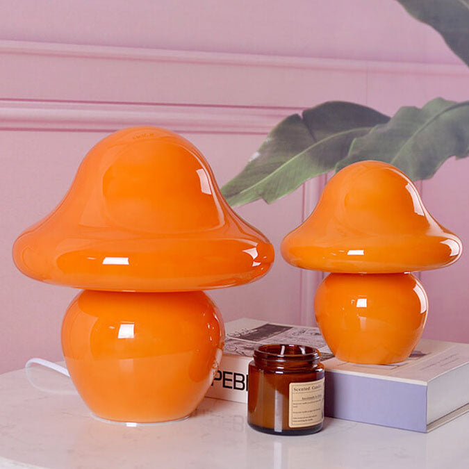Modern Decorative Mushroom Striped Glass 1-Light Table Lamp Lumendat