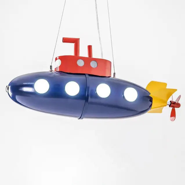 Contemporary Creative Cartoon Submarine Iron LED Kids Chandelier for Bedroom BulbSquare