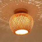 Modern Minimalist Creative Bamboo Weaving Flush Mount Ceiling Lamp Lumendat