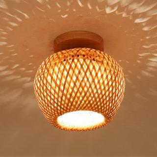 Modern Minimalist Creative Bamboo Weaving Flush Mount Ceiling Lamp Lumendat