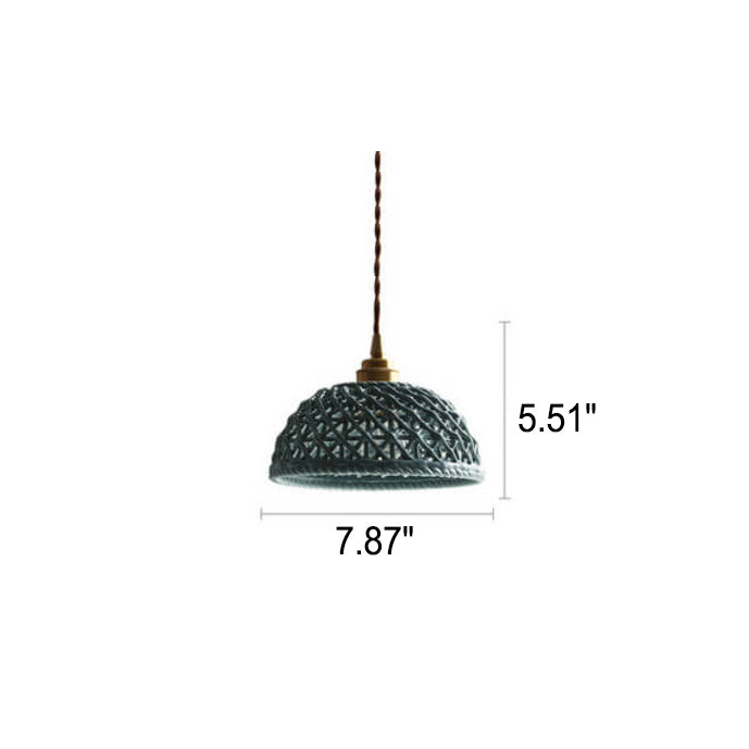 Vintage Ceramic Lattice Design 1 - Light Pendant Light BulbSquare