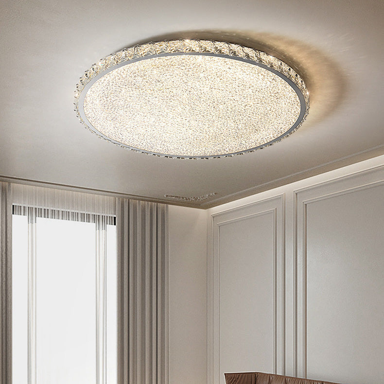 Modern Luxury Stainless Steel Crystal Round Square Rectangular LED Flush Mount Ceiling Light For Living Room Lumendat