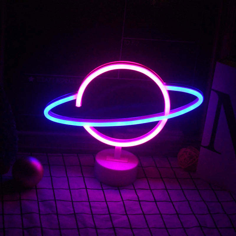 Modern Creative Planet Neon Plastic LED Night Light Table Lamp Lumendat