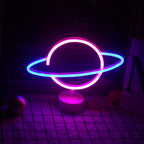 Modern Creative Planet Neon Plastic LED Night Light Table Lamp Lumendat