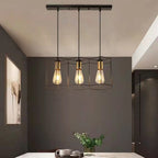 Industrial Vintage Geometric Frame Iron 3/5 Light Island Light Chandelier BulbSquare